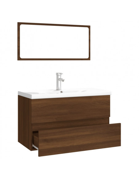 Set Mobili da Bagno Rovere Marrone in Legno Multistrato