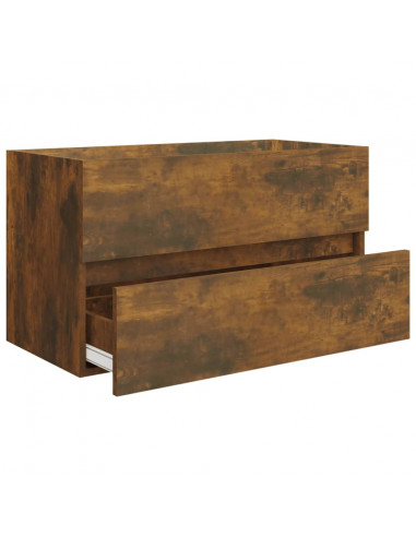 Set Mobili da Bagno 2 pz Rovere Fumo in Legno Multistrato