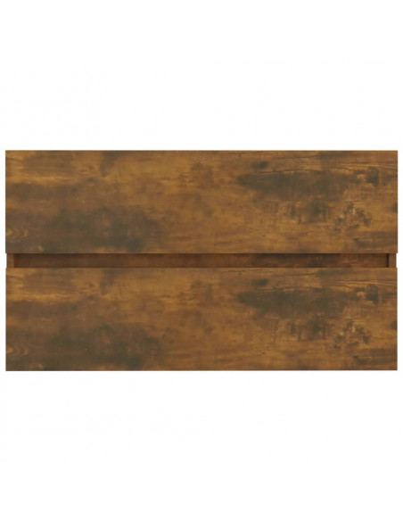 Set Mobili da Bagno 2 pz Rovere Fumo in Legno Multistrato