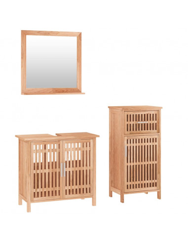 Set Mobili da Bagno 3pz in Legno Massello di Noce