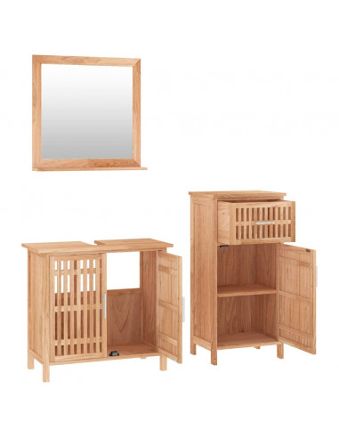 Set Mobili da Bagno 3pz in Legno Massello di Noce