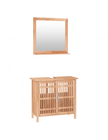Set Mobili da Bagno 2pz in Legno Massello di Noce