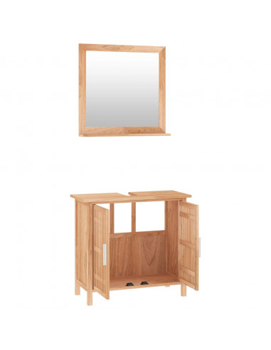 Set Mobili da Bagno 2pz in Legno Massello di Noce