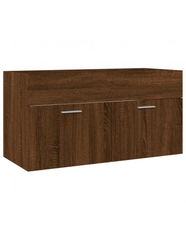 Set Mobili da Bagno 2 pz Rovere Marrone in Legno Multistrato