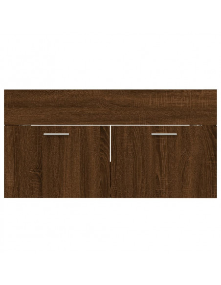 Set Mobili da Bagno 2 pz Rovere Marrone in Legno Multistrato