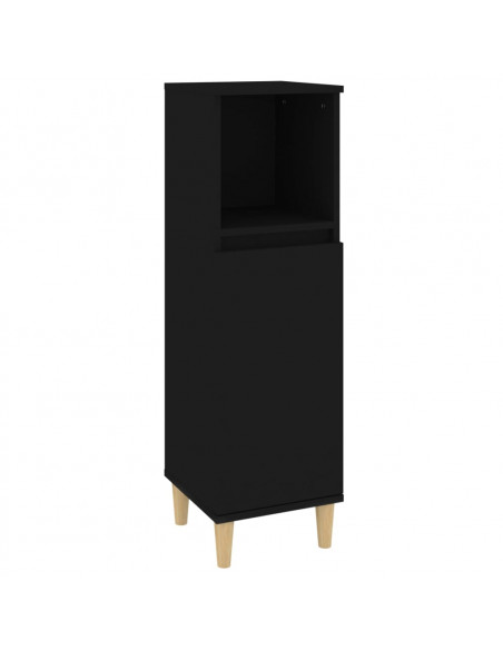 Set Mobili da Bagno 3 pz Nero in Legno Multistrato
