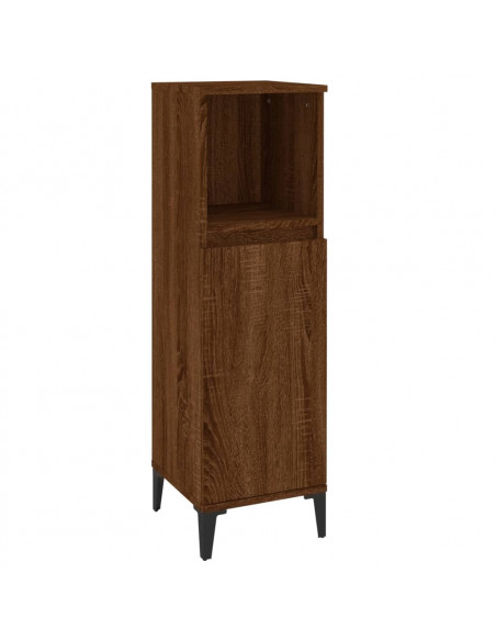 Set Mobili da Bagno 3 pz Rovere Marrone in Legno Multistrato