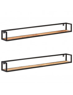Mensole a Muro 2 pz 160 cm in Legno Massello di Acacia 2
