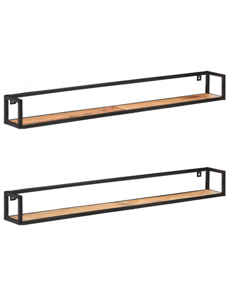 Mensole a Muro 2 pz 160 cm in Legno Massello di Acacia