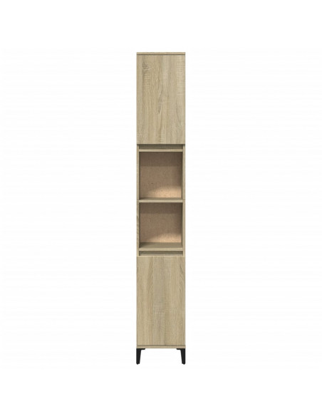 Armadietto da Bagno Rovere Sonoma 30x30x190cm Legno Multistrato