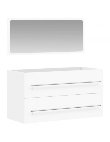 Mobile da Bagno con Specchio Bianco in Legno Multistrato