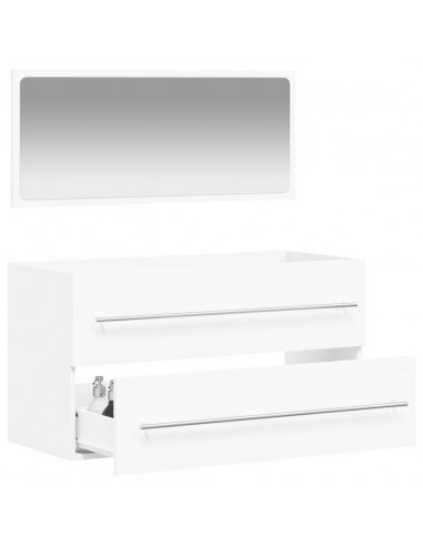 Mobile da Bagno con Specchio Bianco in Legno Multistrato