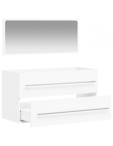 Mobile da Bagno con Specchio Bianco in Legno Multistrato