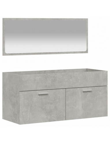 Mobile da Bagno con Specchio Grigio Cemento Legno Multistrato