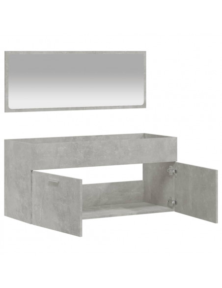 Mobile da Bagno con Specchio Grigio Cemento Legno Multistrato