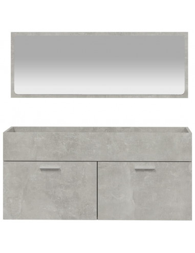 Mobile da Bagno con Specchio Grigio Cemento Legno Multistrato