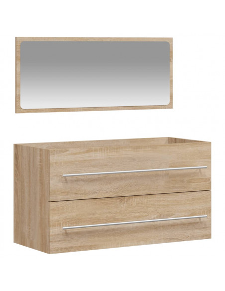 Mobile da Bagno con Specchio Rovere Sonoma in Legno Multistrato