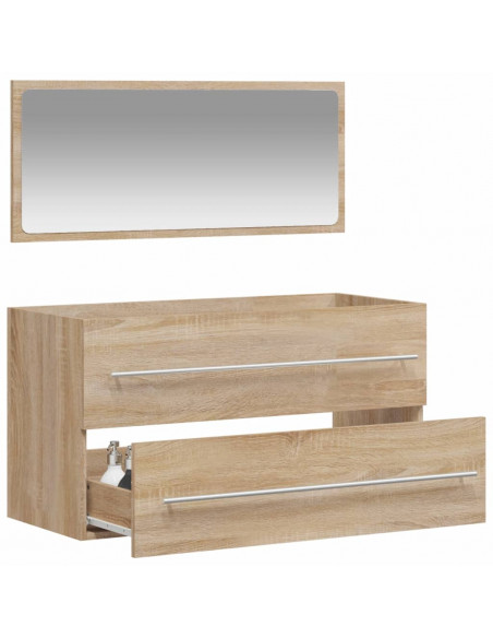 Mobile da Bagno con Specchio Rovere Sonoma in Legno Multistrato