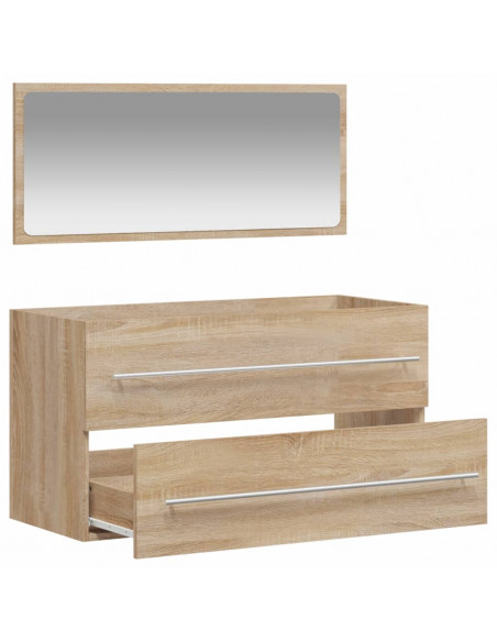Mobile da Bagno con Specchio Rovere Sonoma in Legno Multistrato