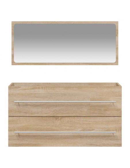 Mobile da Bagno con Specchio Rovere Sonoma in Legno Multistrato