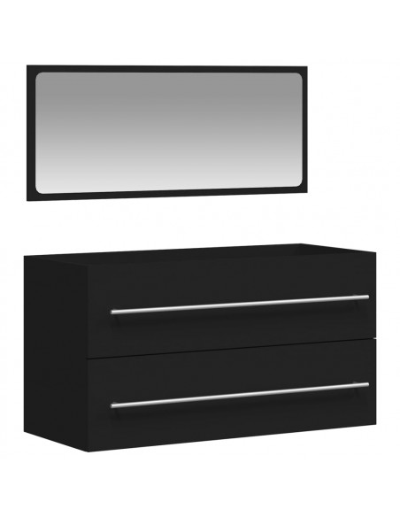 Mobile da Bagno con Specchio Nero in Legno Multistrato