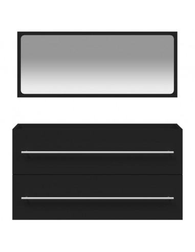 Mobile da Bagno con Specchio Nero in Legno Multistrato