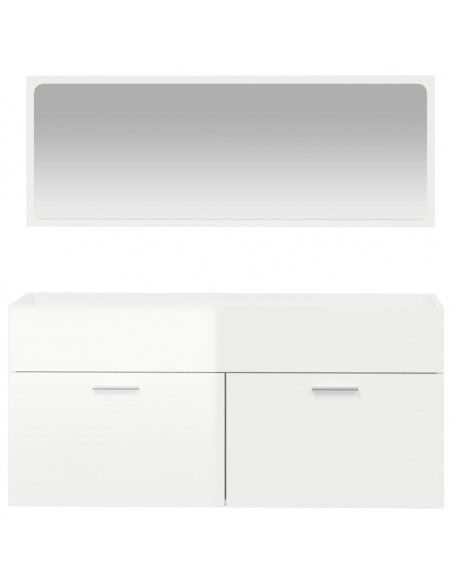 Mobile da Bagno con Specchio Bianco Lucido in Legno Multistrato