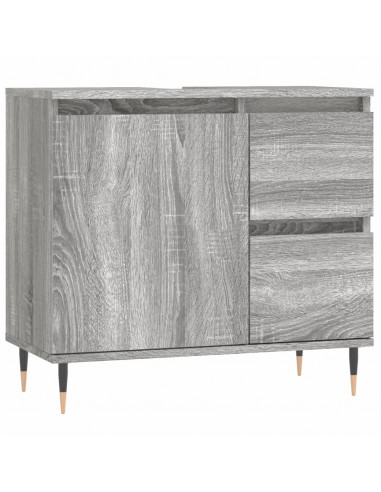Set Mobili da Bagno 3 pz Grigio Sonoma in Legno Multistrato