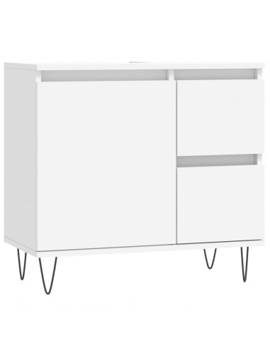 Set Mobili da Bagno 3 pz Bianco in Legno Multistrato