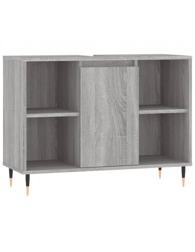 Set Mobili da Bagno 3 pz Grigio Sonoma in Legno Multistrato