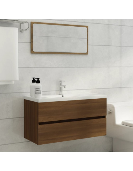 Mobile Lavabo Rovere Marrone 90x38,5x45 cm in Legno Multistrato