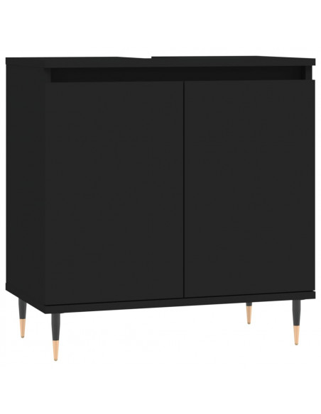 Set di Mobili da Bagno 3 pz Nero in Legno Multistrato
