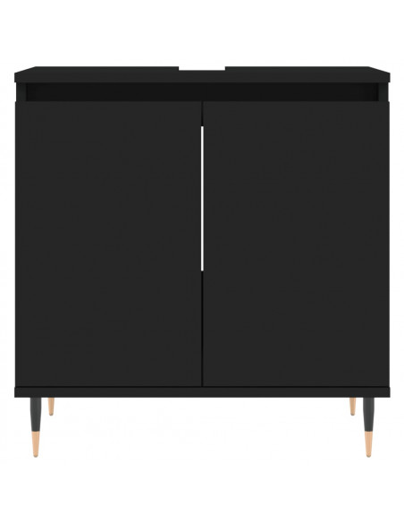 Set di Mobili da Bagno 3 pz Nero in Legno Multistrato
