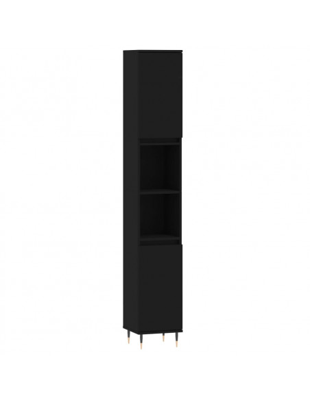 Set di Mobili da Bagno 3 pz Nero in Legno Multistrato