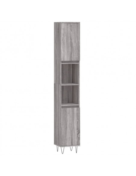 Set Mobili da Bagno 3 pz Grigio Sonoma in Legno Multistrato