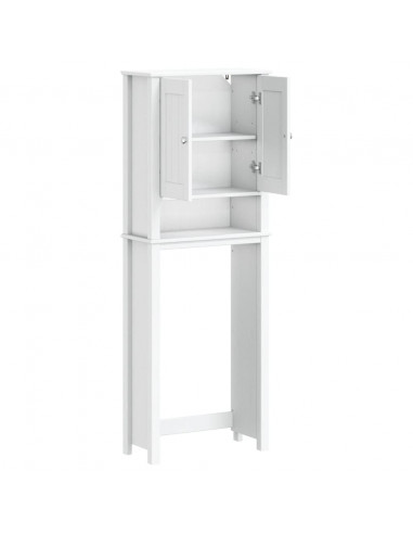 Portaoggetti Sopra WC BERG Bianco 60x27x164,5 cm Legno Massello