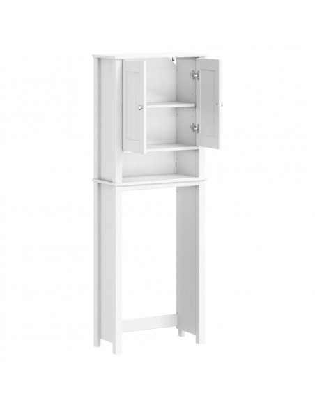 Portaoggetti Sopra WC BERG Bianco 60x27x164,5 cm Legno Massello