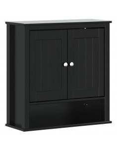 Mobile da Bagno a Muro BERG Nero 69,5x27x71,5cm Legno Massello 2