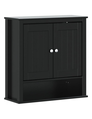 Mobile da Bagno a Muro BERG Nero 69,5x27x71,5cm Legno Massello