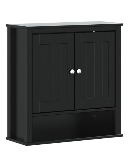 Mobile da Bagno a Muro BERG Nero 69,5x27x71,5cm Legno Massello