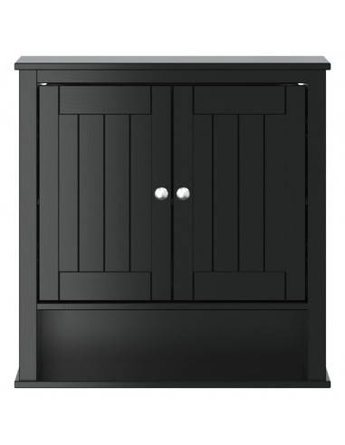Mobile da Bagno a Muro BERG Nero 69,5x27x71,5cm Legno Massello