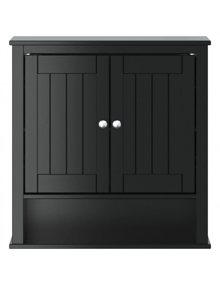 Mobile da Bagno a Muro BERG Nero 69,5x27x71,5cm Legno Massello