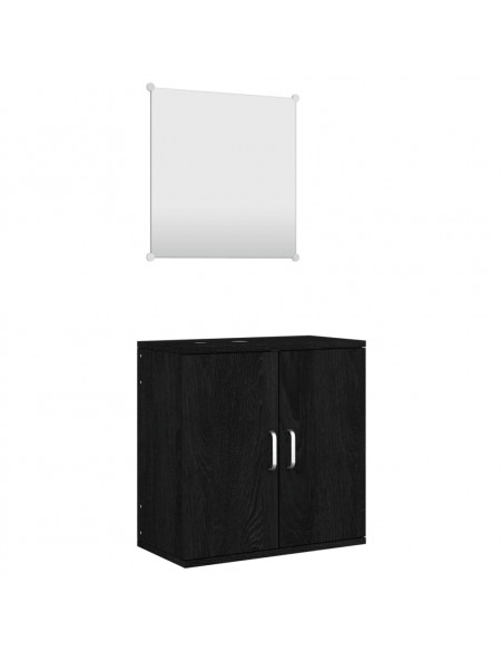 Set Mobili da Bagno 2 pz Nero in Legno Multistrato