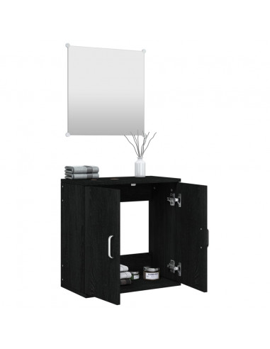 Set Mobili da Bagno 2 pz Nero in Legno Multistrato