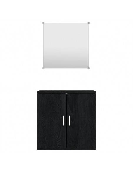 Set Mobili da Bagno 2 pz Nero in Legno Multistrato