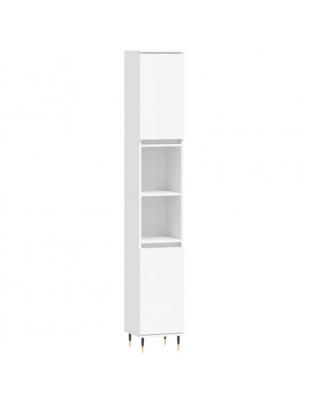 Set di Mobili da Bagno 3 pz Bianco in Legno Multistrato