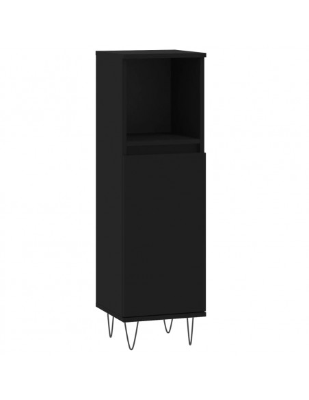 Set di Mobili da Bagno 3 pz Nero in Legno Multistrato