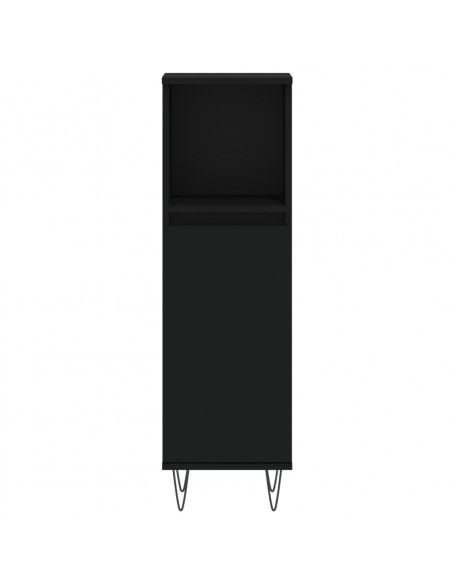 Set di Mobili da Bagno 3 pz Nero in Legno Multistrato