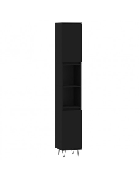 Set di Mobili da Bagno 3 pz Nero in Legno Multistrato