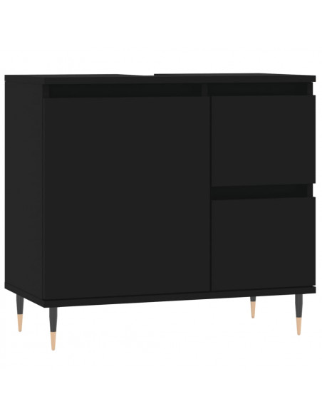 Set Mobili da Bagno 3 pz Nero in Legno Multistrato